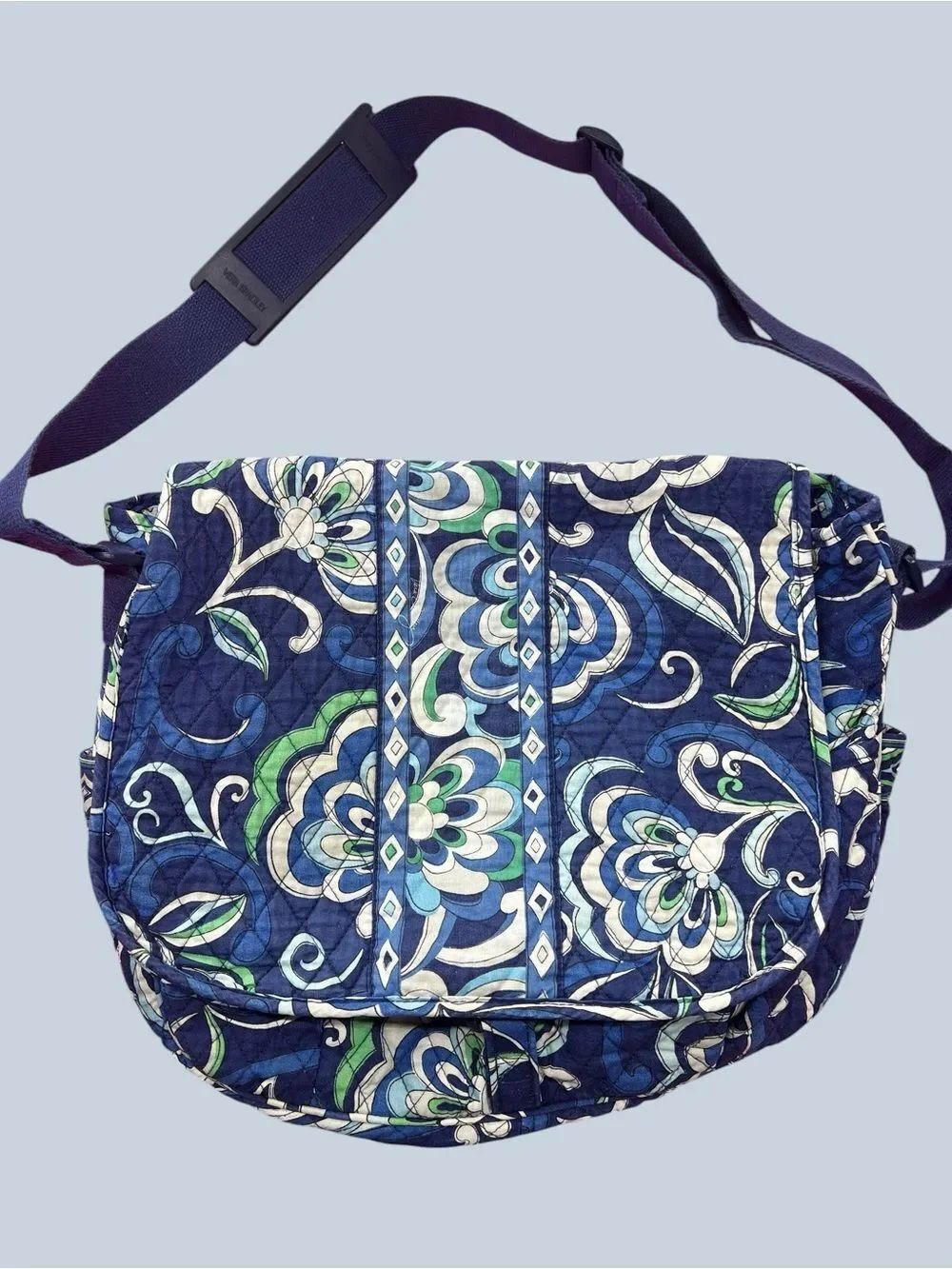 Vera BradleyQuilted Floral Crossbody Messenger Bag - Mediterranean Blue